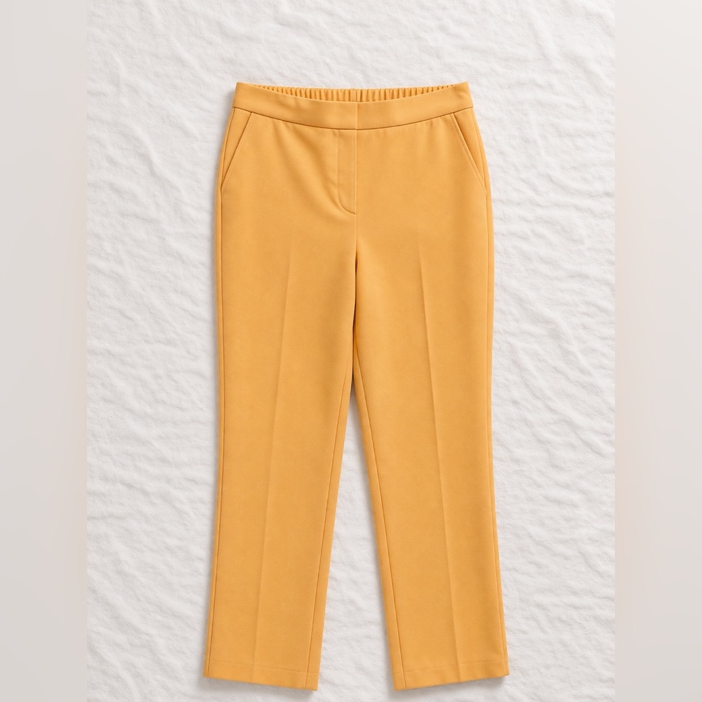 Rachel Zoe Yellow Pull On Career Pants Elastic Waist Straight Leg Size 12